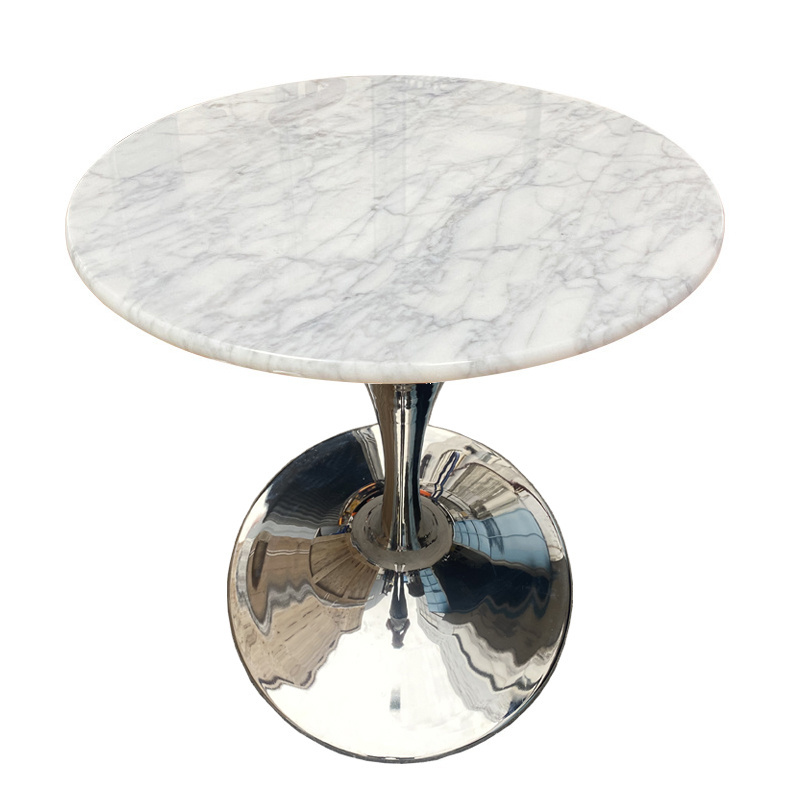 Tulip Shaped Steel Base H710*500MM Coffee Table Gold Silver Black Base Marble Diameter 800mm Table Tops Mini Bar Table