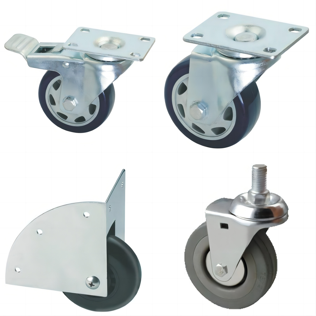 Mute Plastic Swivel Casters Metal Copper Furniture Casters Black Rotatable Computer Chair Casters