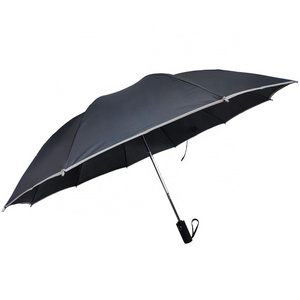 Automatic unbreakable inverted inside out safety reflective strip reverse folding umbrella