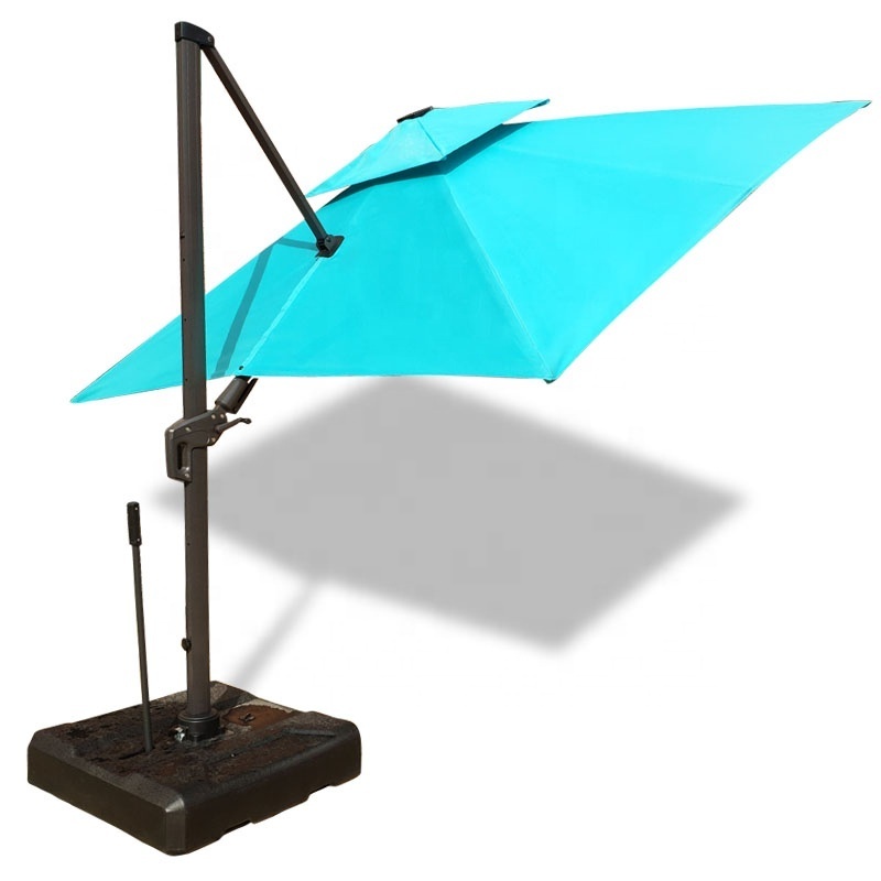 10ft cantilever with solar powered led lights outdoor patio umbrella with blue tooth speaker