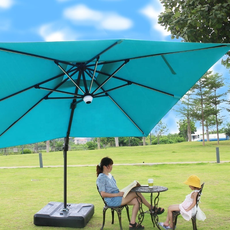 10ft cantilever with solar powered led lights outdoor patio umbrella with blue tooth speaker