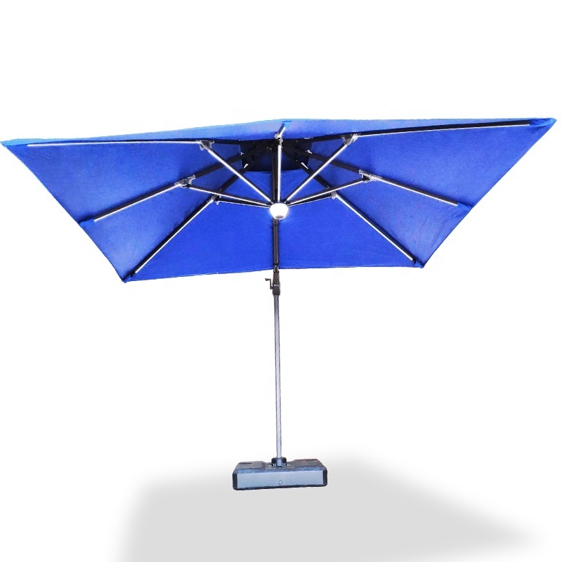 3M commercial rectangle  cantilever outdoor solar parasol panel umbrella bluetooth speaker garden sunshade parasol