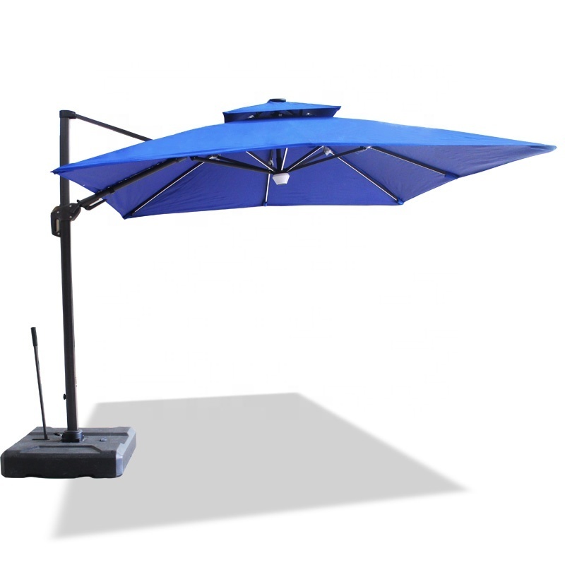 3M commercial rectangle  cantilever outdoor solar parasol panel umbrella bluetooth speaker garden sunshade parasol