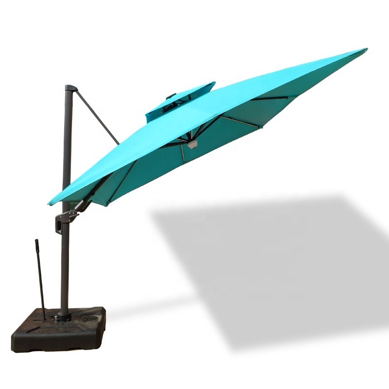 3m grey cantilever parasol  solar panel and blue-tooth speaker cantilever banana parasol