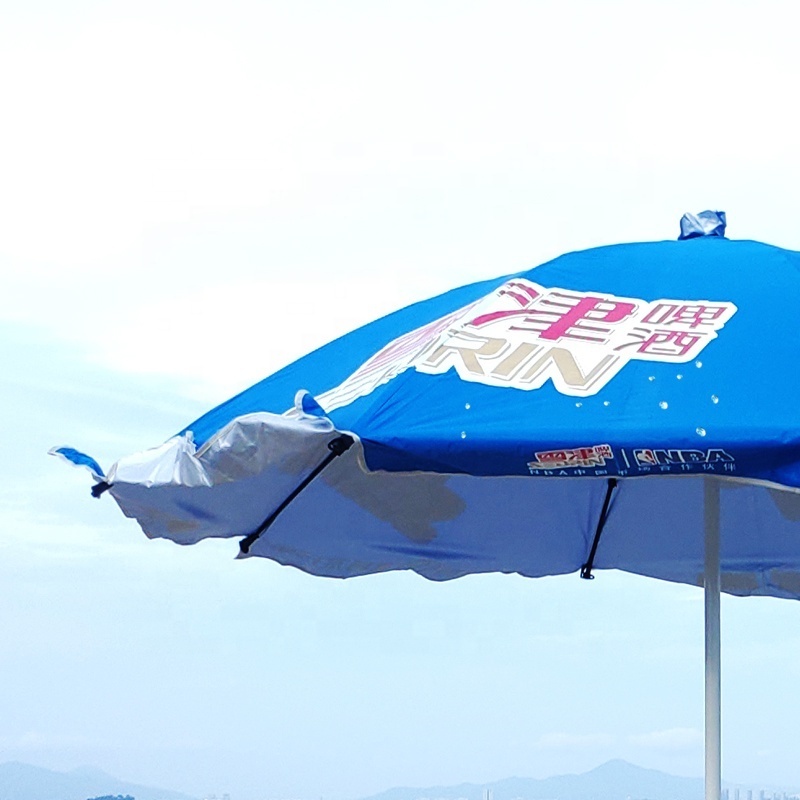 durable promo customized logo printing oxford silver coating  beach umbrella uv protect parasol