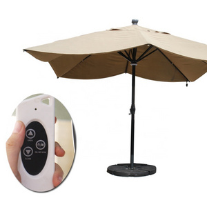 2023 4M High Quality Aluminum LED Parasol  Automatic Oversized Remote Custom Wholesale Patio Umbrella