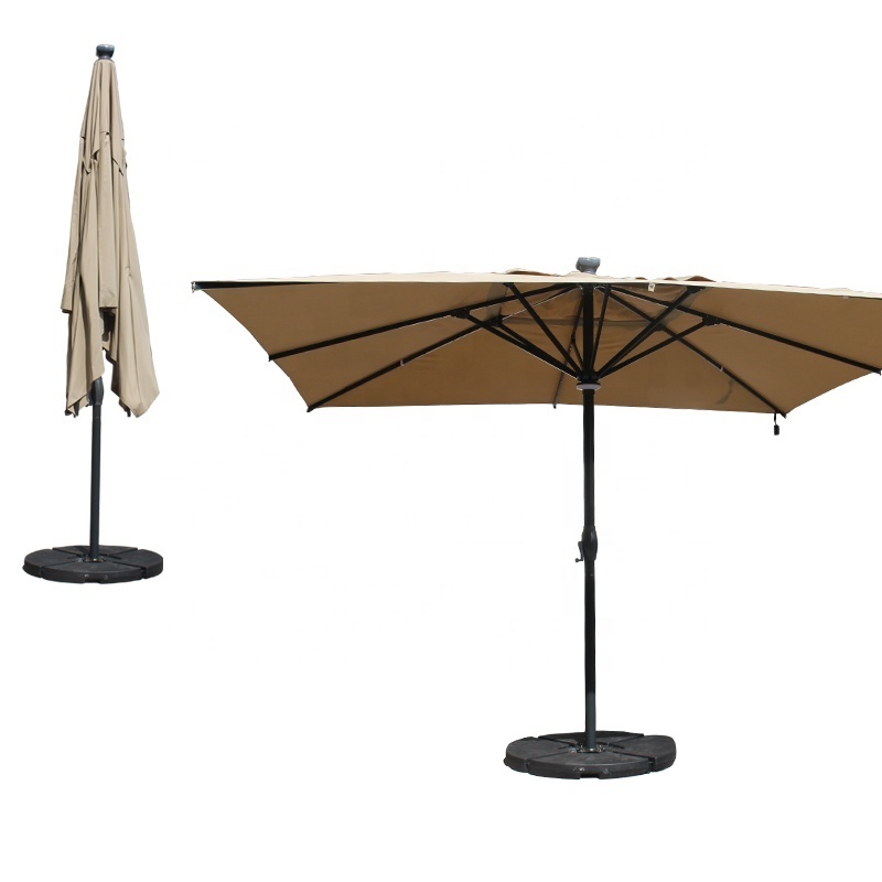 2023 4M High Quality Aluminum LED Parasol  Automatic Oversized Remote Custom Wholesale Patio Umbrella