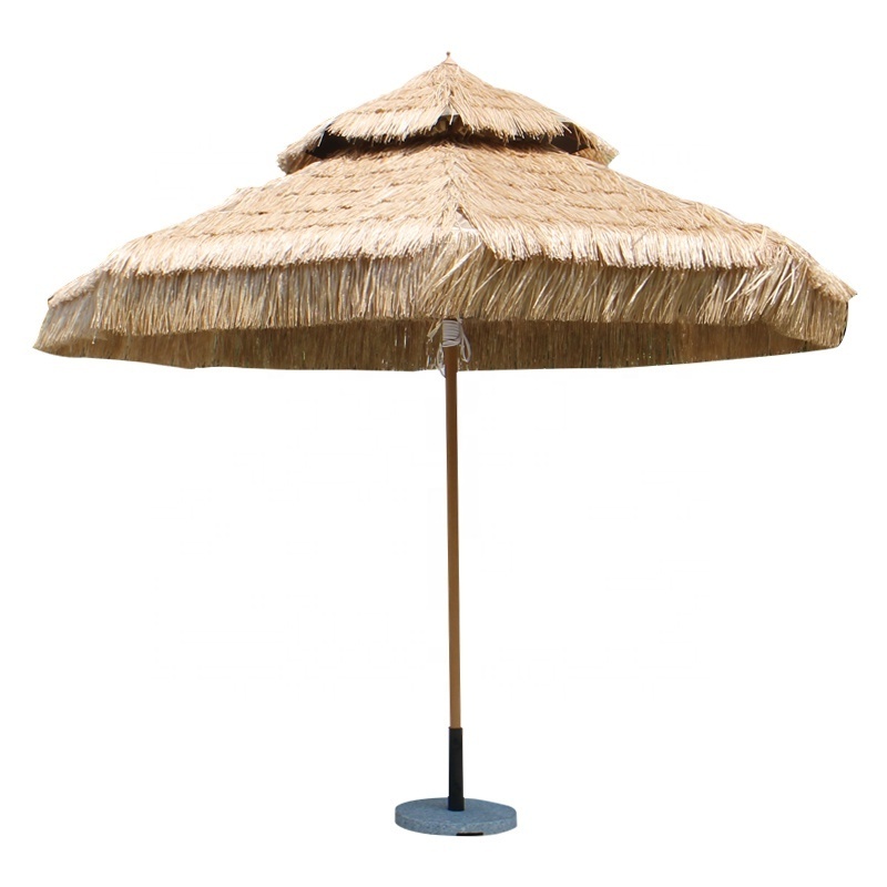 wind resistant double layer outdoor PP straw grass Sun Protection 3*3 Cover Garden Umbrella