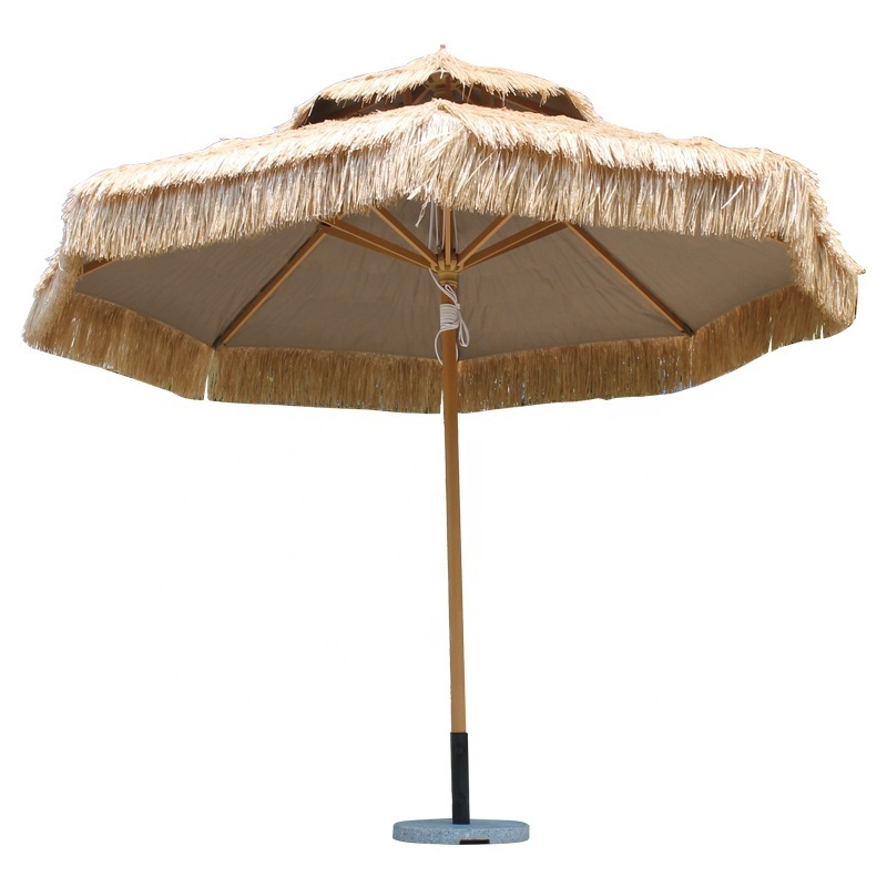 wind resistant double layer outdoor PP straw grass Sun Protection 3*3 Cover Garden Umbrella