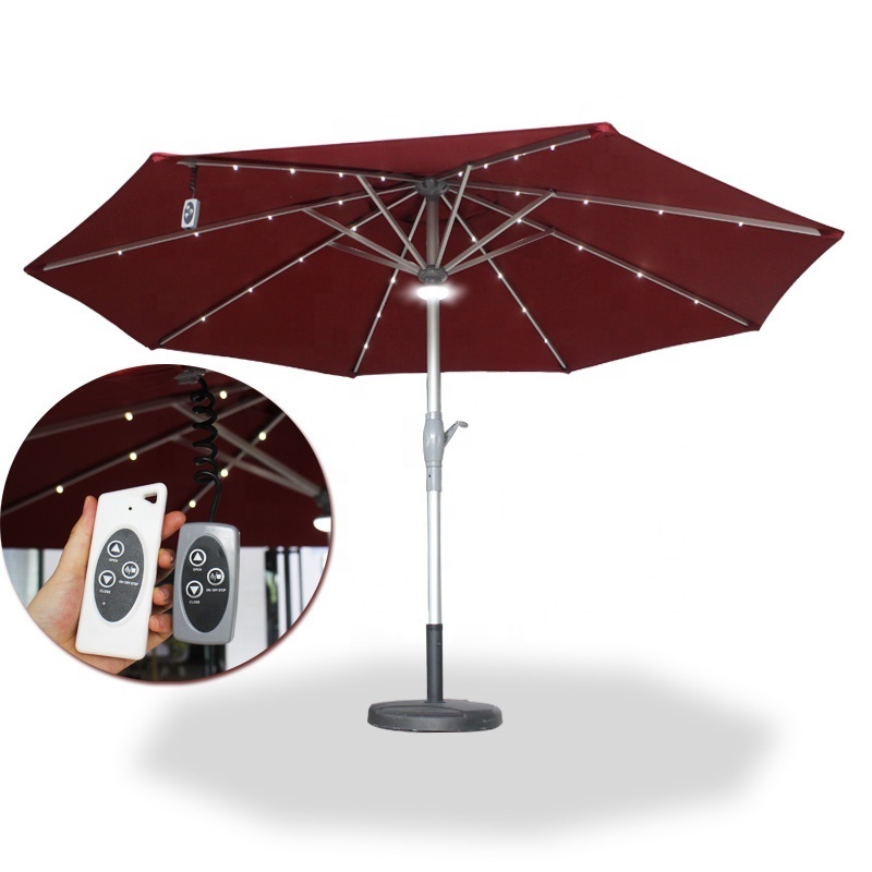 4M remote control rectangular offset Solar Led Aluminum Waterproof Patio umbrella