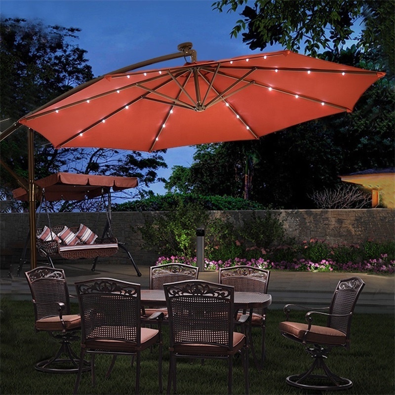 Cantilever Beige Patio Double Side Market Water Parasol Outdoor Full Size Furniture Large Outdoor Led Garden Umbrella