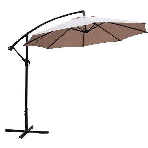 Base Stand Weight 3m Black Banana White Wedding Parasol For Garden, Outdoor Umbrella With Base