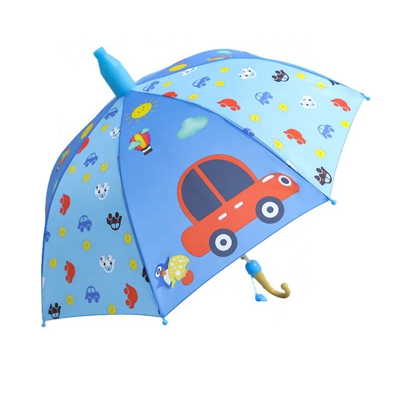 Kid Rain Coat/umbrella Stick Digital Long Handle Pastel 8 Rib Straight Umbrella With Bag