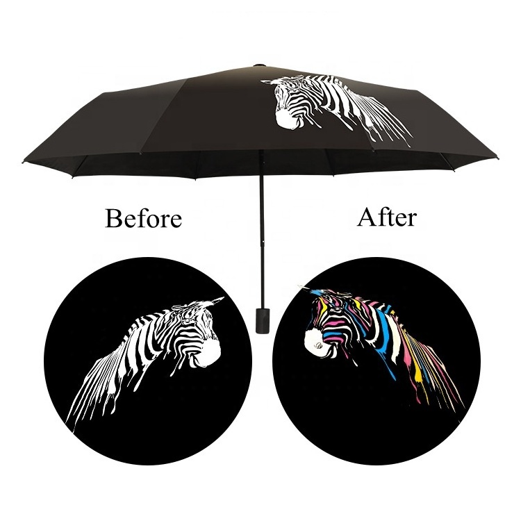 Rainy Day Pocket Mini Case Cheap Custom Logo Print 3 Folding Mix Design Hair Cutting Cloak  Foldable Umbrella