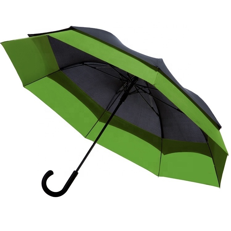 New Design Cheap Automatic Open Yellow And Black Full Fiber Frame Special Large Size Extend Umbrella With Custom Logo Print Ad