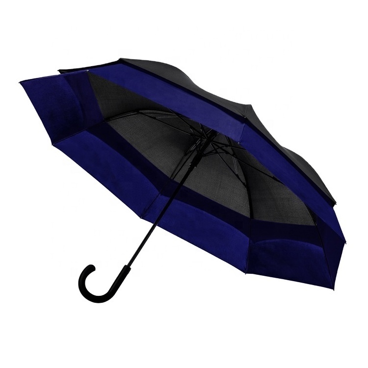 New Design Cheap Automatic Open Yellow And Black Full Fiber Frame Special Large Size Extend Umbrella With Custom Logo Print Ad