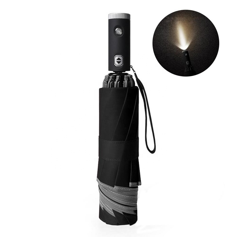 Upside Down Rain Led Light Handle Reverse Camouflage Smart Reversible Double Layer Compact Invert Umbrella