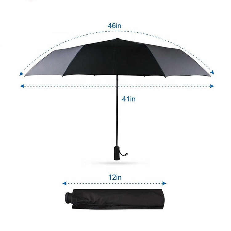 New Safety Reflective Led Flashlight Business 3 Fold Umbrella High-end Automatic Umbrella