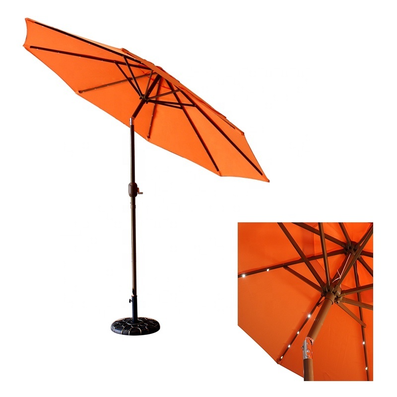 custom 9ft big size LED lights garden white umbrellas adults uplion sun patio umbrella