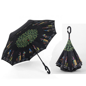 car straight inverted umbrella creative Customized umbrella with C shape handle