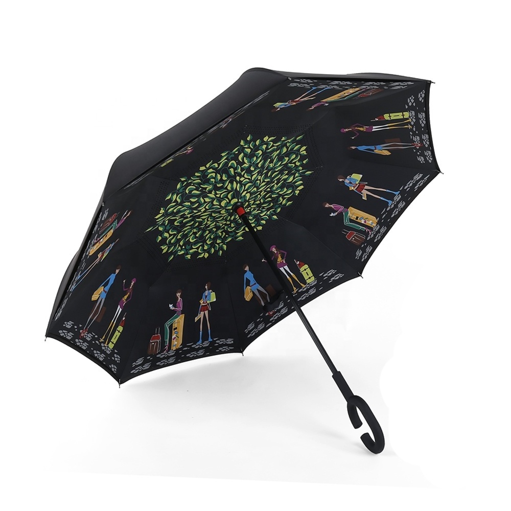 car straight inverted umbrella creative Customized umbrella with C shape handle