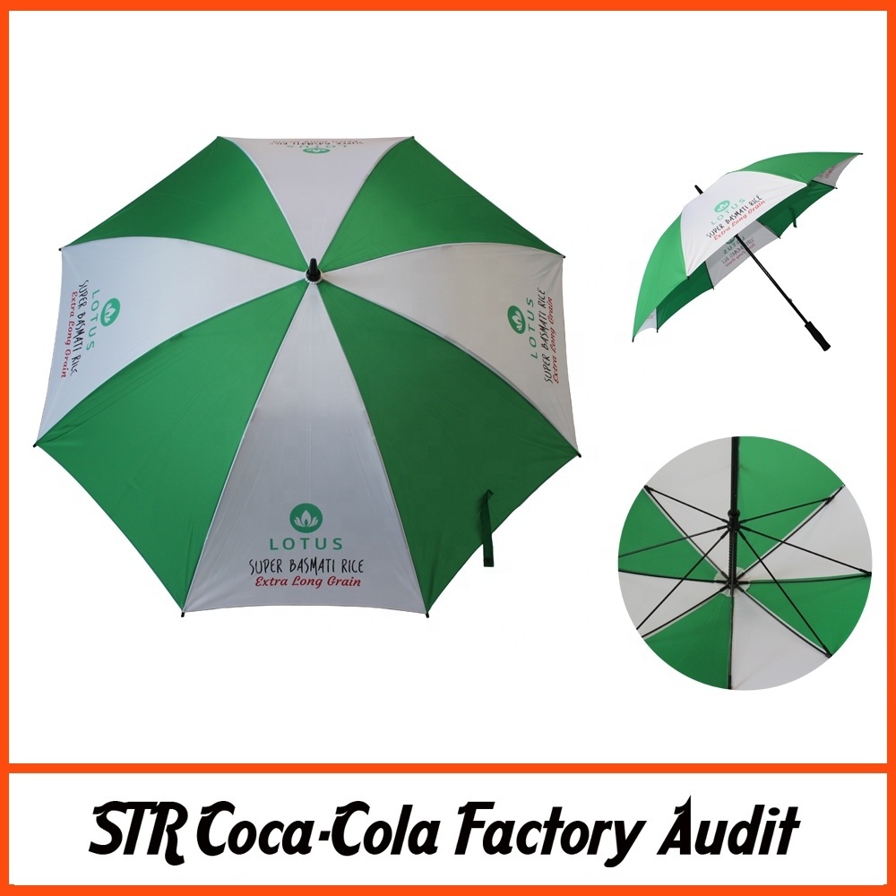 EVA handle fiberglass big promotional red and white alternate golf umbrella