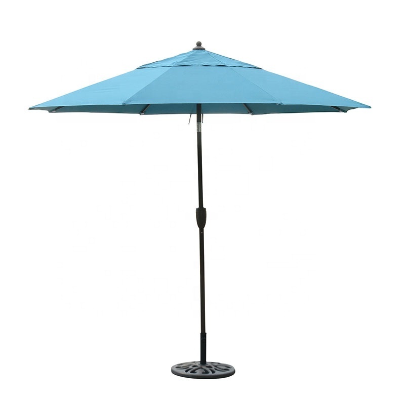 9 Ft Blue  outdoor Patio Market Umbrella  cantilever with Hand Crank open