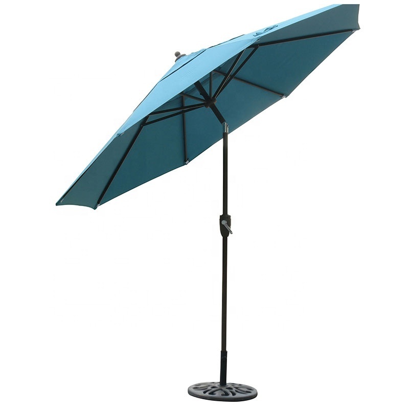 9 Ft Blue  outdoor Patio Market Umbrella  cantilever with Hand Crank open