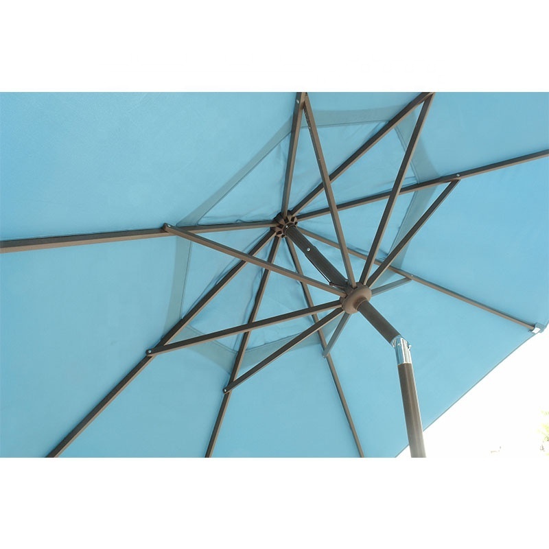 9 Ft Blue  outdoor Patio Market Umbrella  cantilever with Hand Crank open