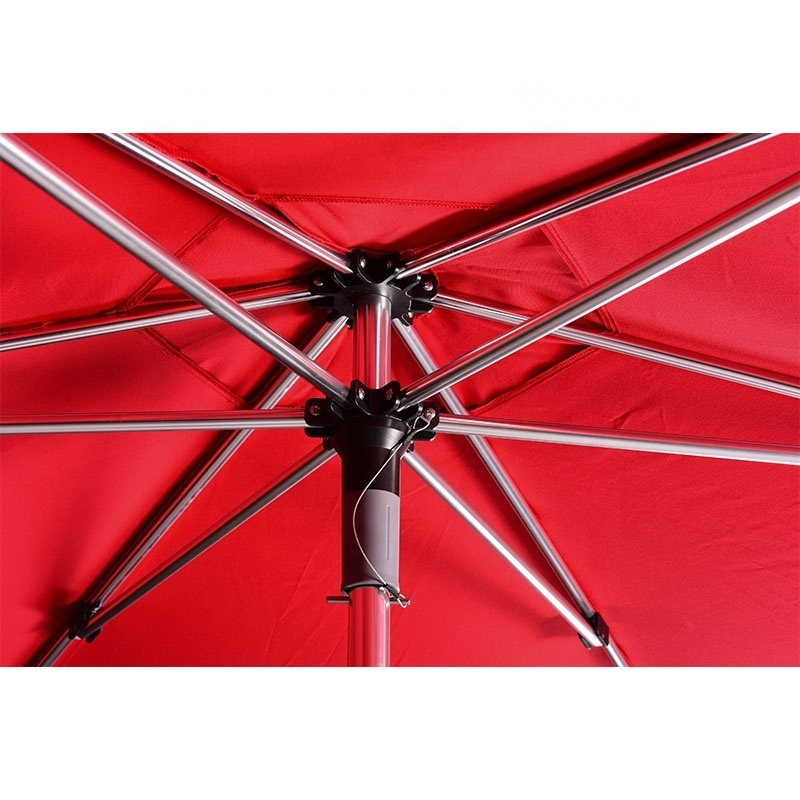 2M Square 6 ribs market umbrella aluminum patio  safety push open system umbrella