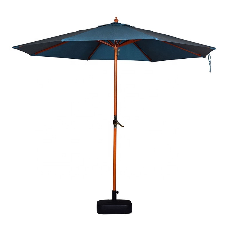 2.7M high quality waterproof wooden patio market umbrella 38mm pole with pulley system