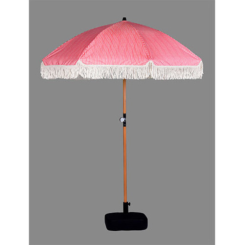 Good quality pagoda parasol with wooden pole and cotton fringe beach umbrella