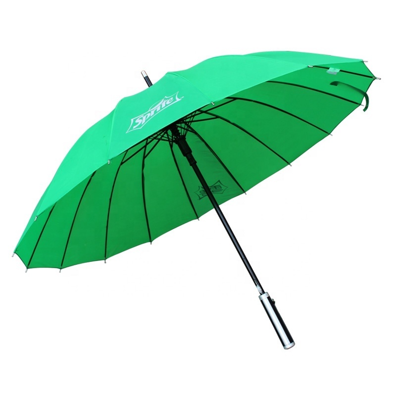 Promotional advertisement 16ribs auto open customized logo print straight umbrella