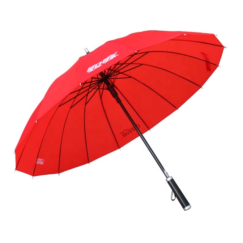 Promotional advertisement 16ribs auto open customized logo print straight umbrella