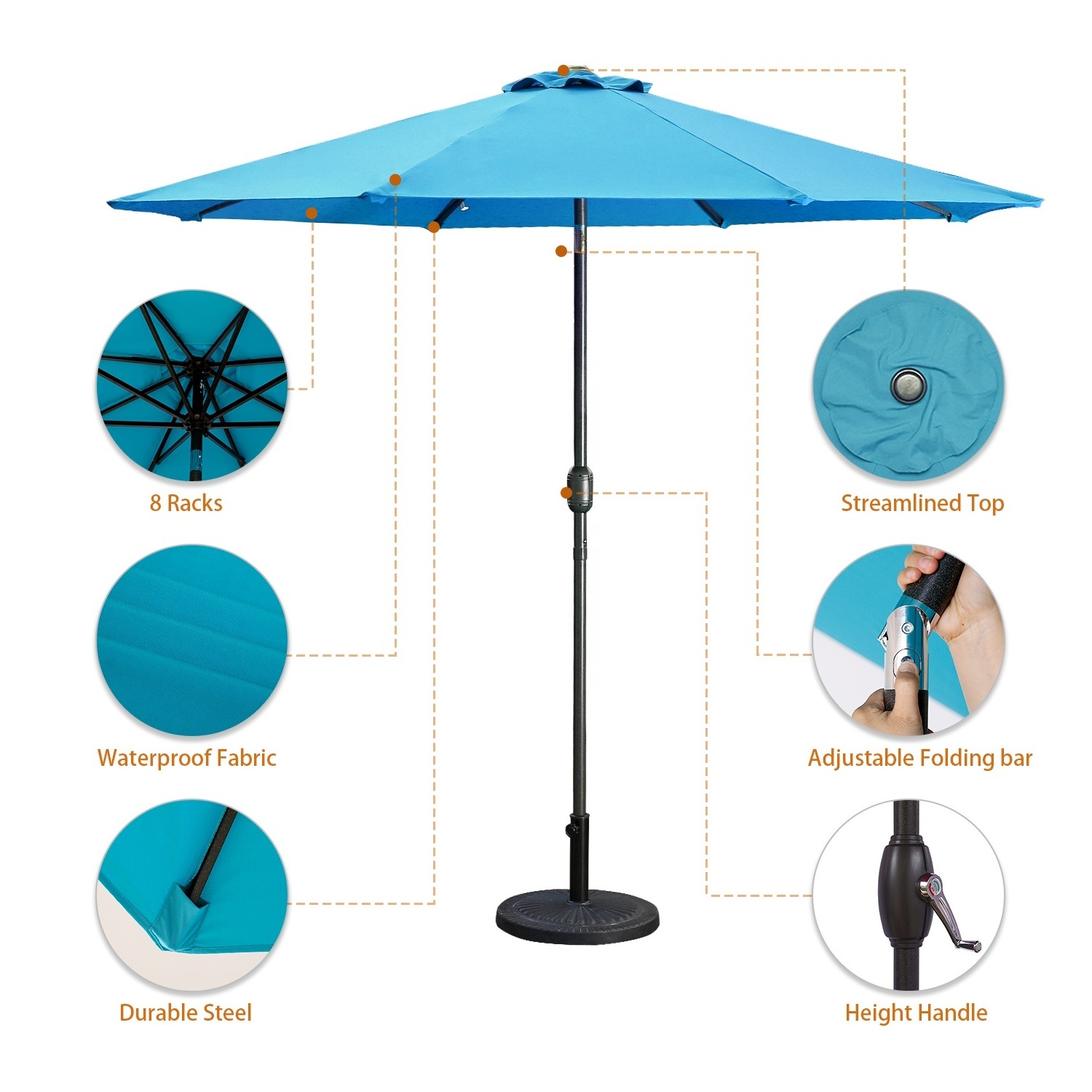 Large Parasol Tassel White Outdoor Strong Decoration Furniture Fiberglass Patio Umbrella With Logo