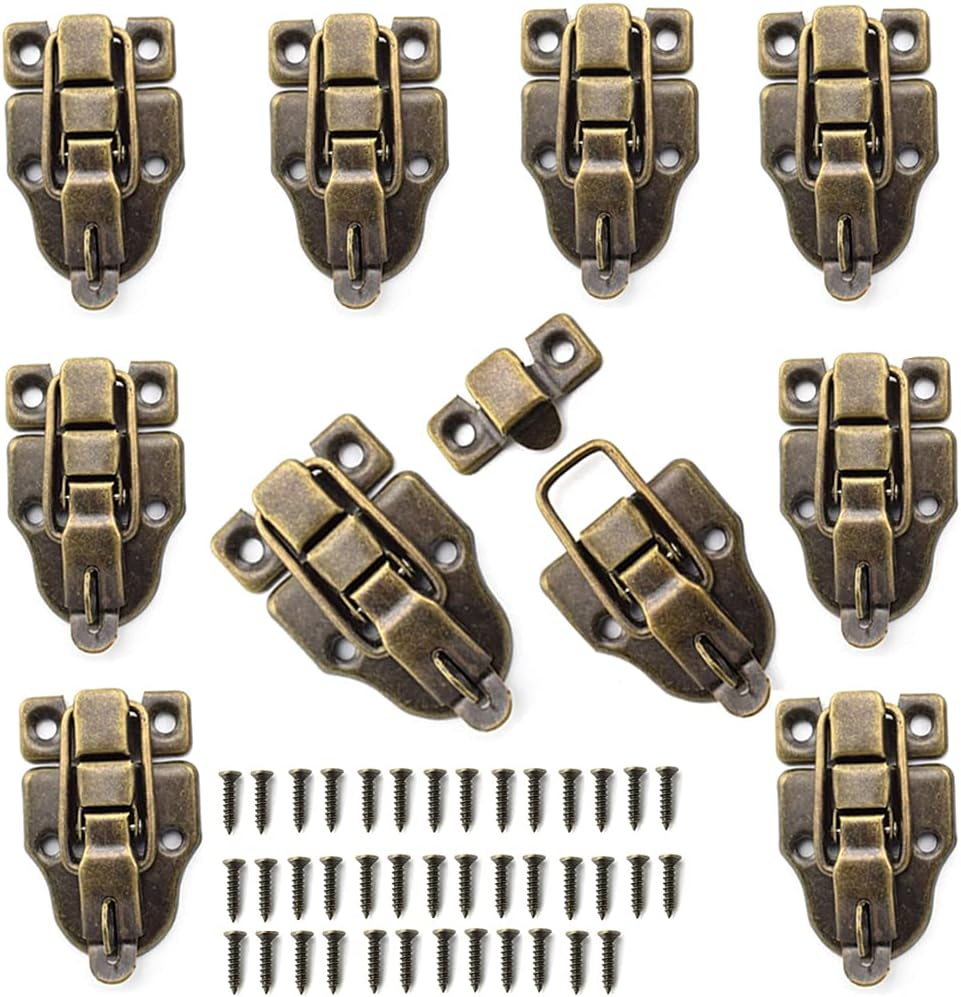 100PCS Metal Duck Bill Box Hasp Lock Toggle Latch Catch for Wooden Case Boxes Toolbox Bronze Tone