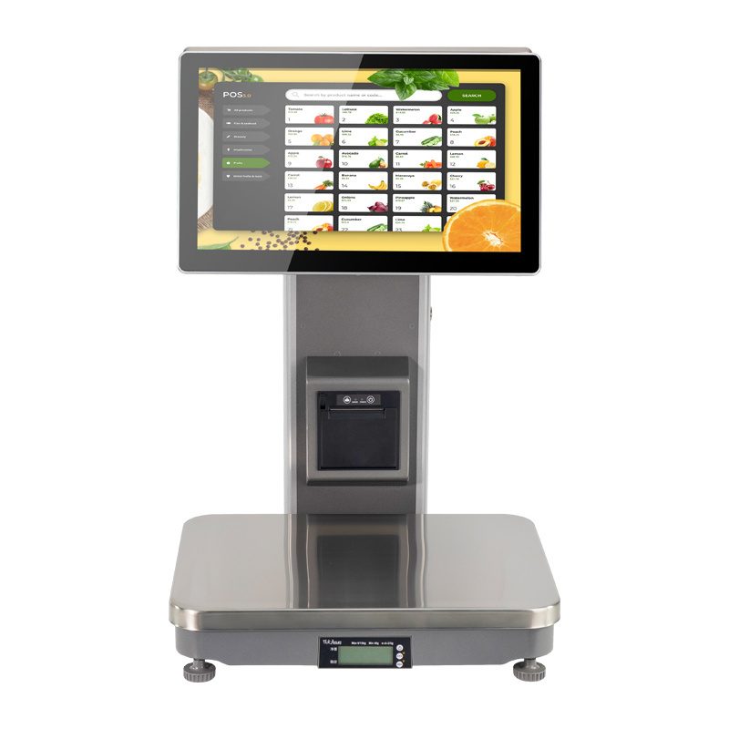 Point of Scales Touch 15.6inch PC POS Weight Machine with Speaker 58mm Printer Electronic Scale balance Calculator