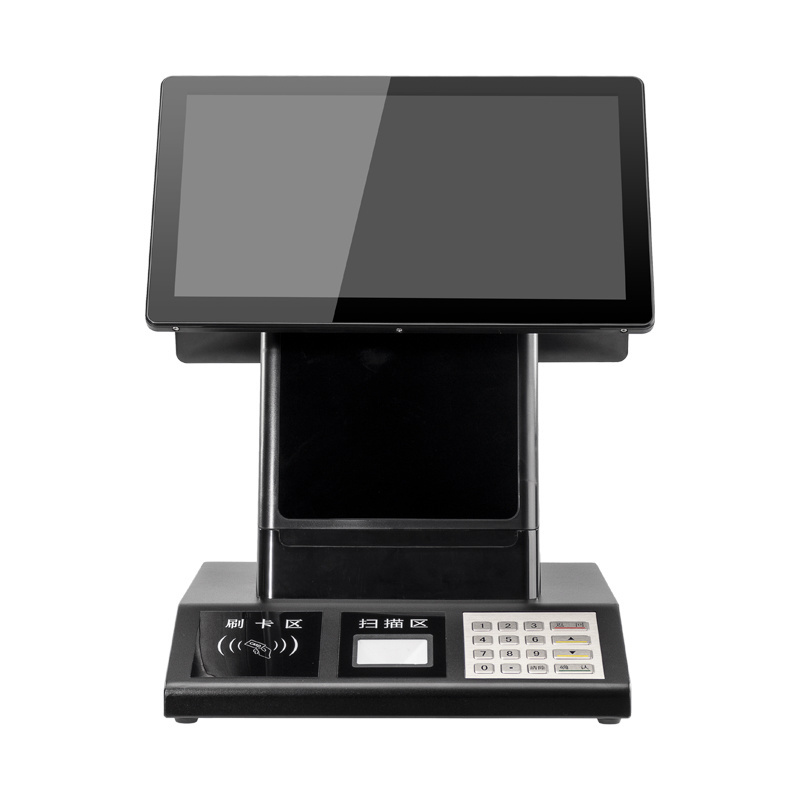 OEM customized smart touch screen kiosk payment 15.6  inch qr code scanner kiosk ticket printing self service order pos system p