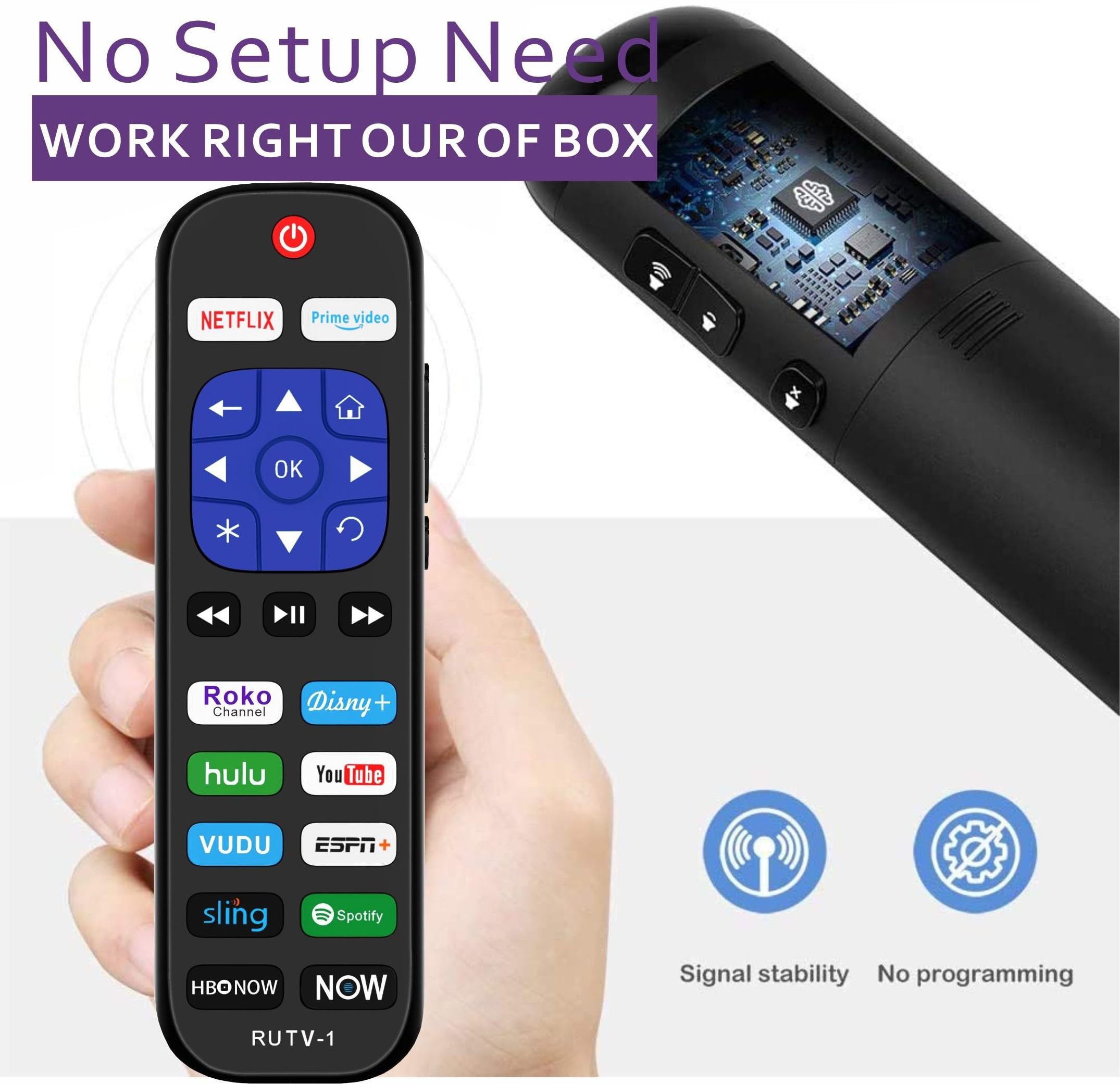 Replacement Remote Control for All Roku TV Brands [Hisense/TCL/Sharp/Insignia/ONN/Sanyo/LG/Hitachi/Element] with 12 Shortcut Key