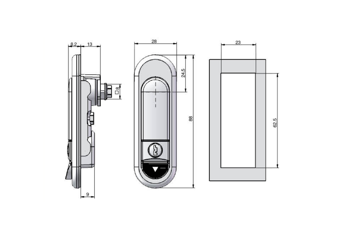 Top sale from factory Electrical control panel lock AB303 door locks with handle can turn for 180 panel lock