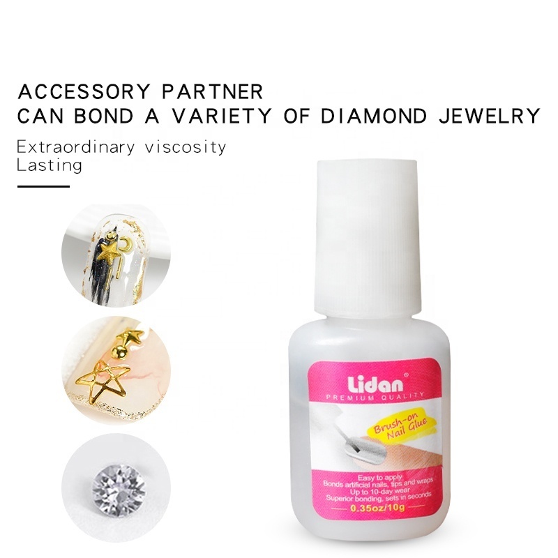 Lidan Painting Gel Adhesive Nail Art Glue 10ml Foil Rhinestone Sticker Adhesive Jewelry Diamond Super Sticky Polish Glue