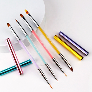 Double Headed Dual-Purpose Phototherapy Color Drawing Line Pen Custom Nail Art Brushes French Acrylic Nail Brush for Nail Glue