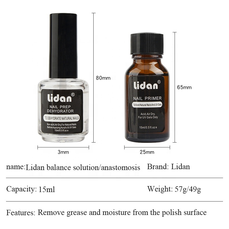 Lidan 15ml Nail Prep Dehydrator Nail Balancing Solution Adhesive Desiccant Acrylic Nails Bonder Gel Balancing Oil Skin Solutions