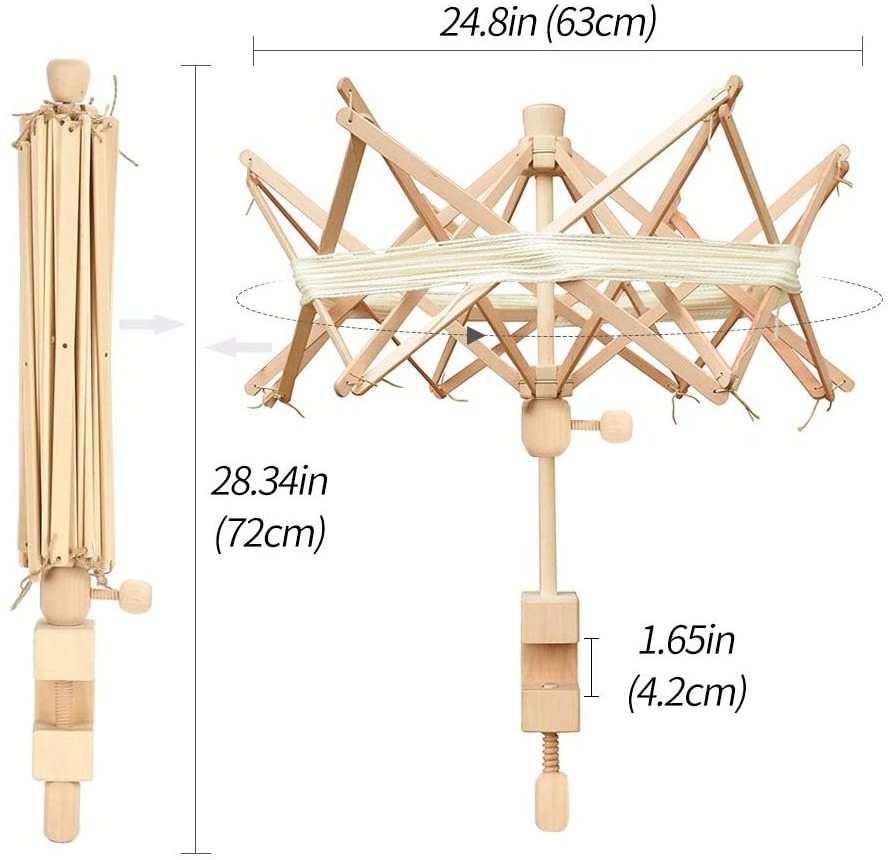 Umbrella Swift Yarn Winder, Wooden  Hand Operated Bobbin Winder Holder