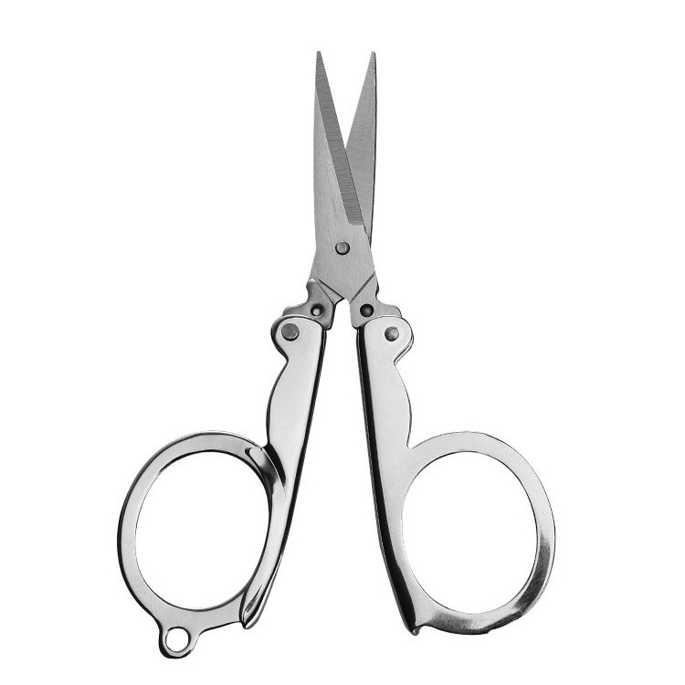 Stainless Steel Folding Portable Travel Scissors Small Foldable Paper String Craft Shred Scissors