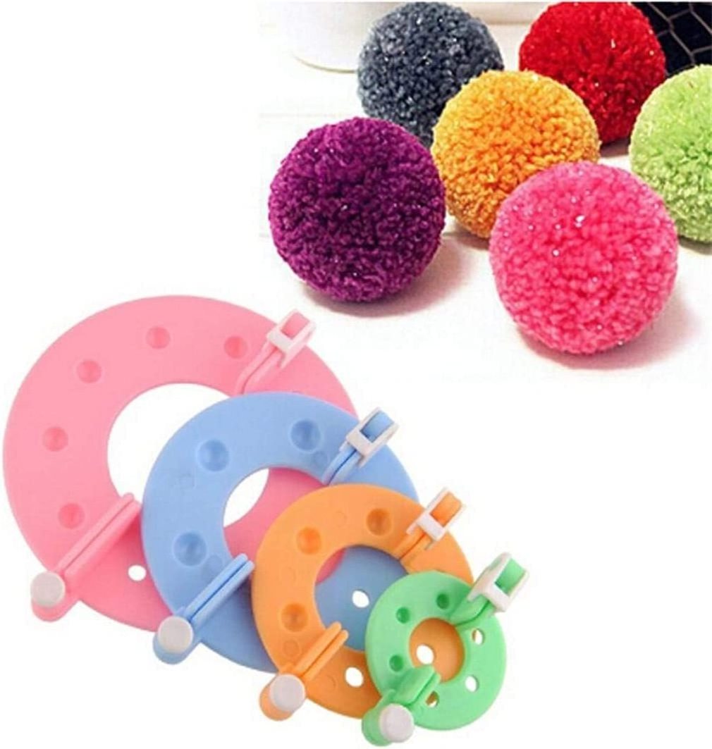 Fluff Ball Weaver Knitting Craft Tool Kit,4 sizes Pompom Maker