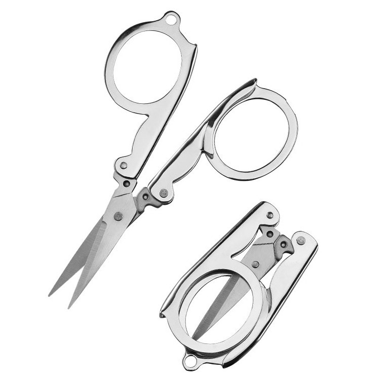 Stainless Steel Folding Portable Travel Scissors Small Foldable Paper String Craft Shred Scissors