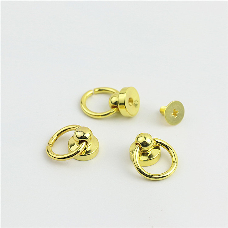 Button Studs Rivets Screwback Round Head with Pull Ring Leather Craft O Ring Screw Rivets Metal Handmade DIY Crafts Nail Heads