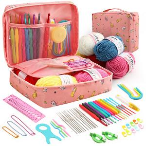 beginner crochet kit with yarn set , crochet hook and full  knitting tool with storage case