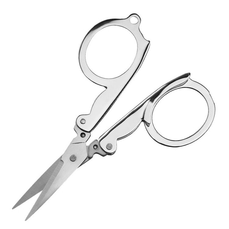 Stainless Steel Folding Portable Travel Scissors Small Foldable Paper String Craft Shred Scissors